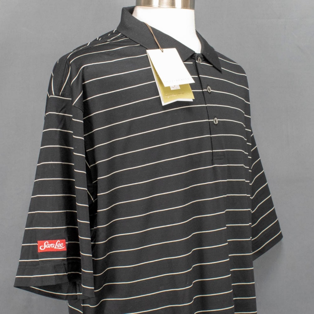 Cutter & Buck Polo Golf Shirt Sz XXL Black Striped - Picture 2 of 6
